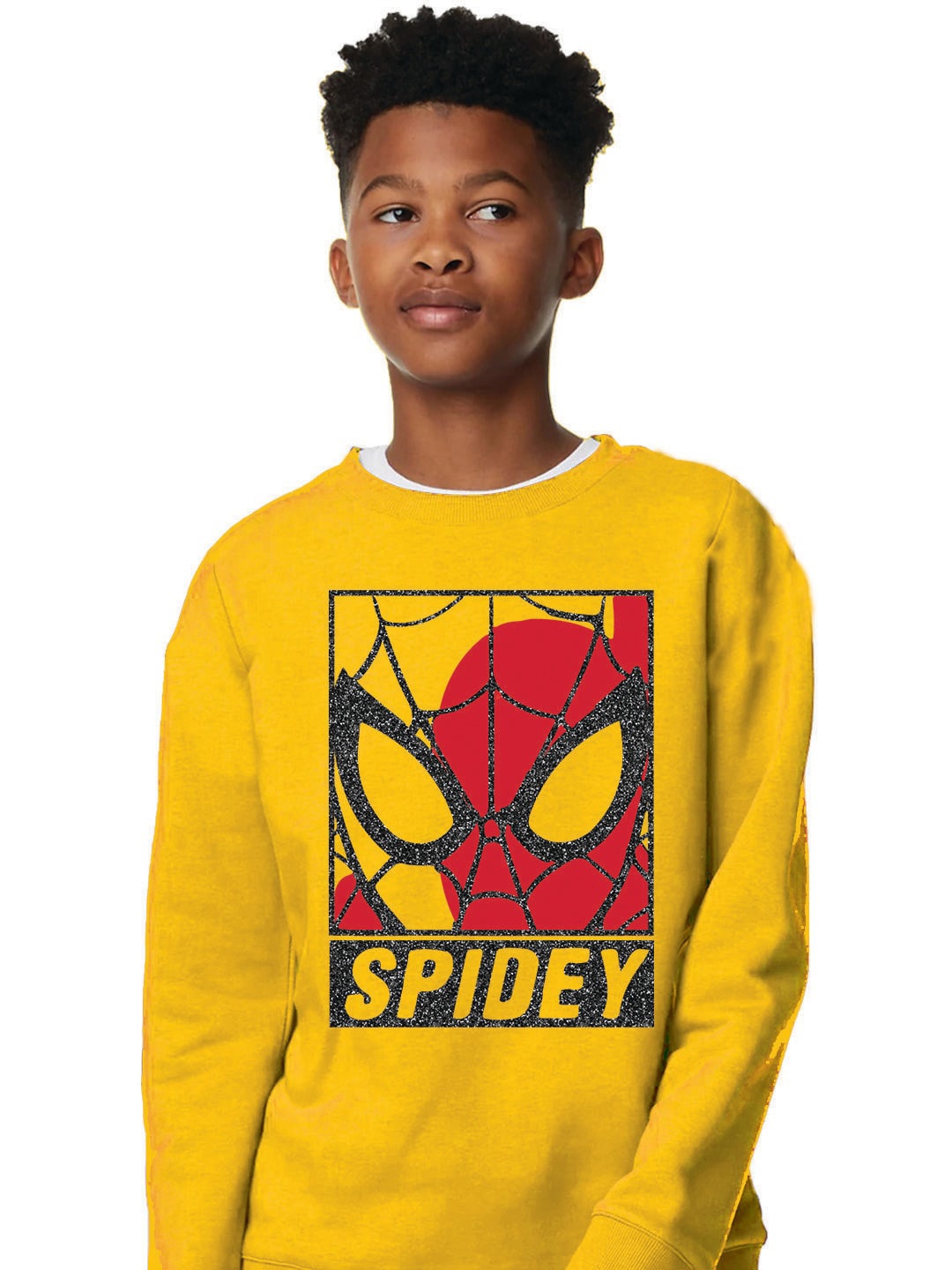 

KINSEY Boys Spider-Man Printed Fleece Pullover, Yellow