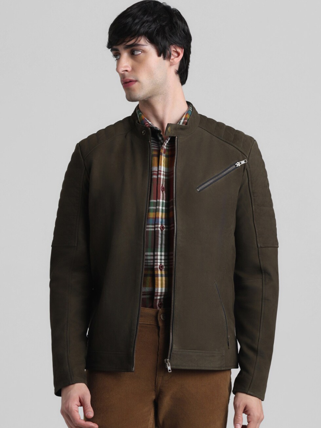 

Jack & Jones Stand Leather Jacket, Green