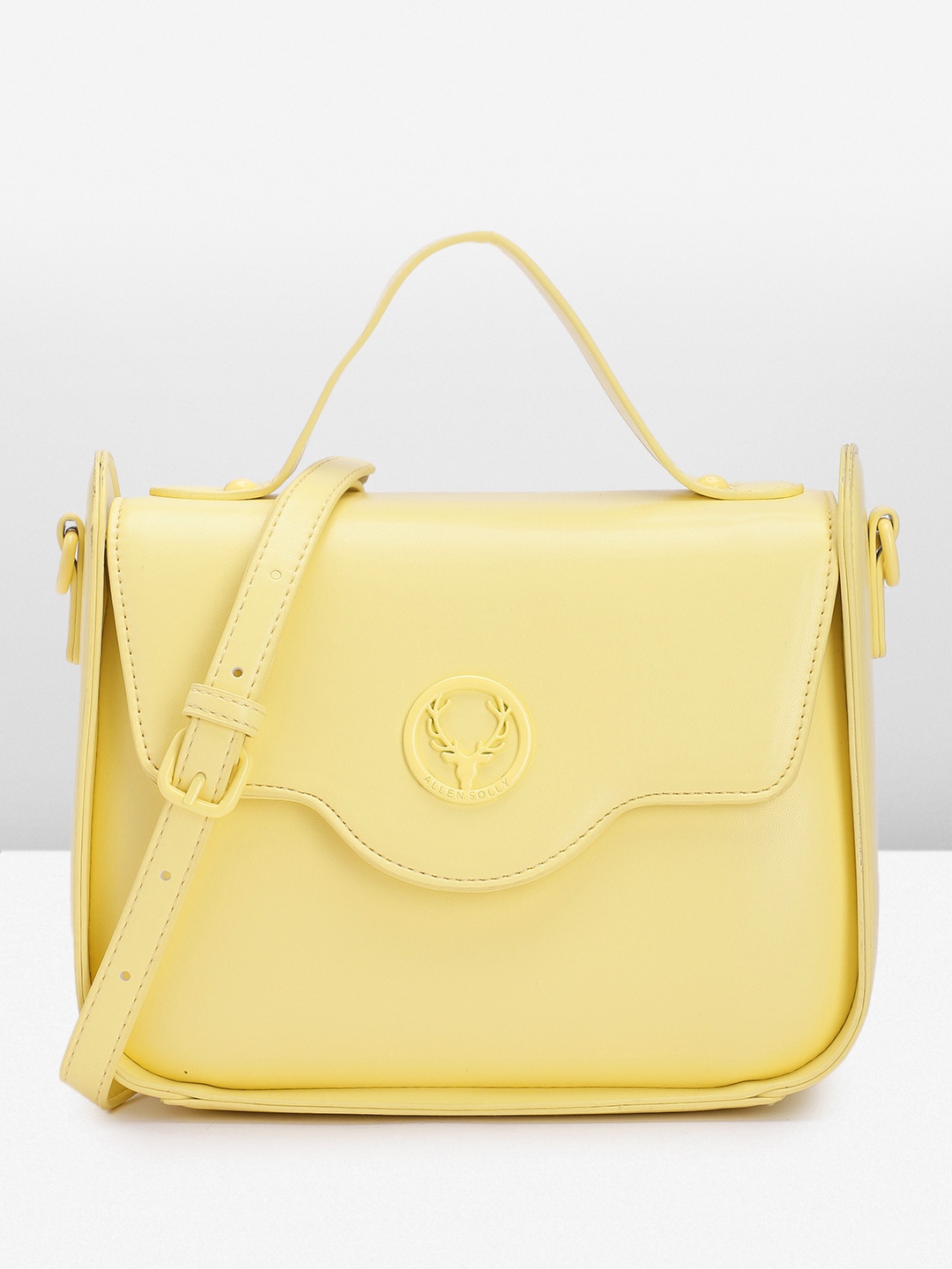 

Allen Solly Solid Satchel, Yellow
