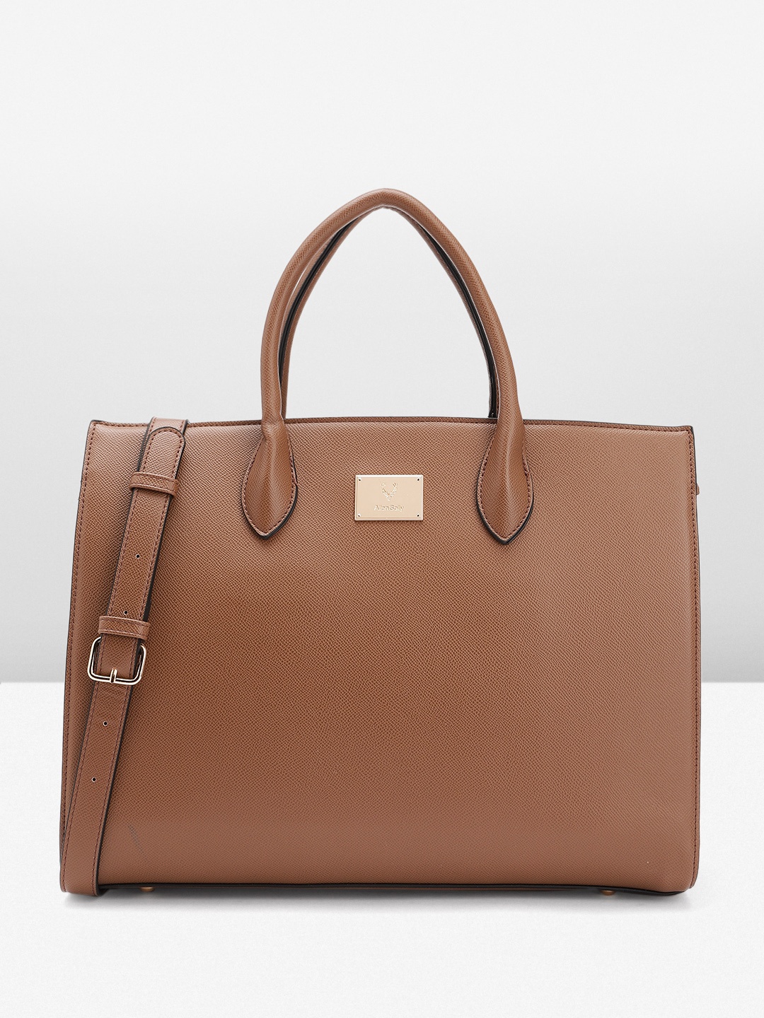 

Allen Solly Structured Oversized Handheld Bag with Laptop Sleeve, Brown