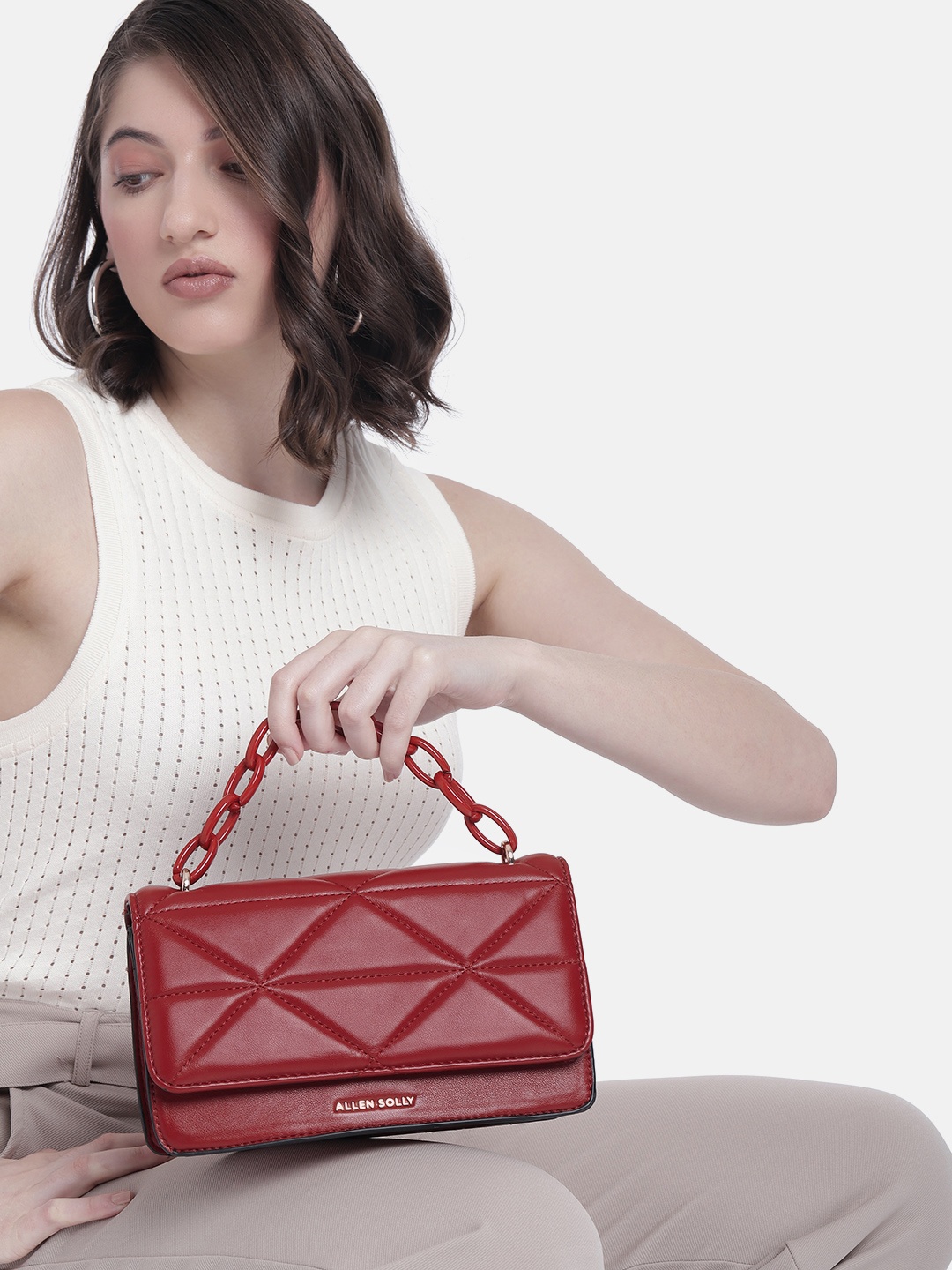 

Allen Solly Solid Satchel, Red