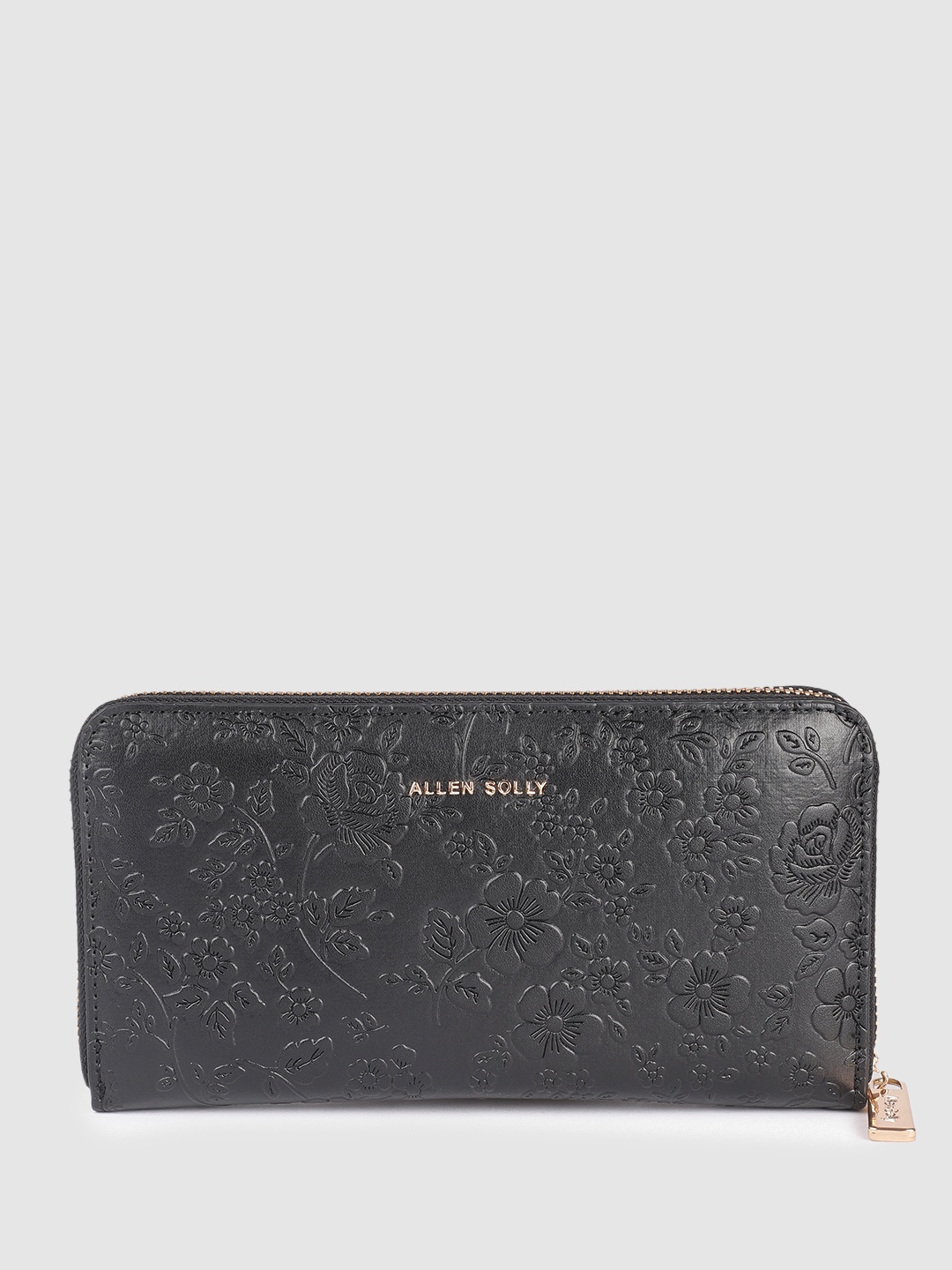 

Allen Solly Women Floral Textured Zip Around Wallet, Black