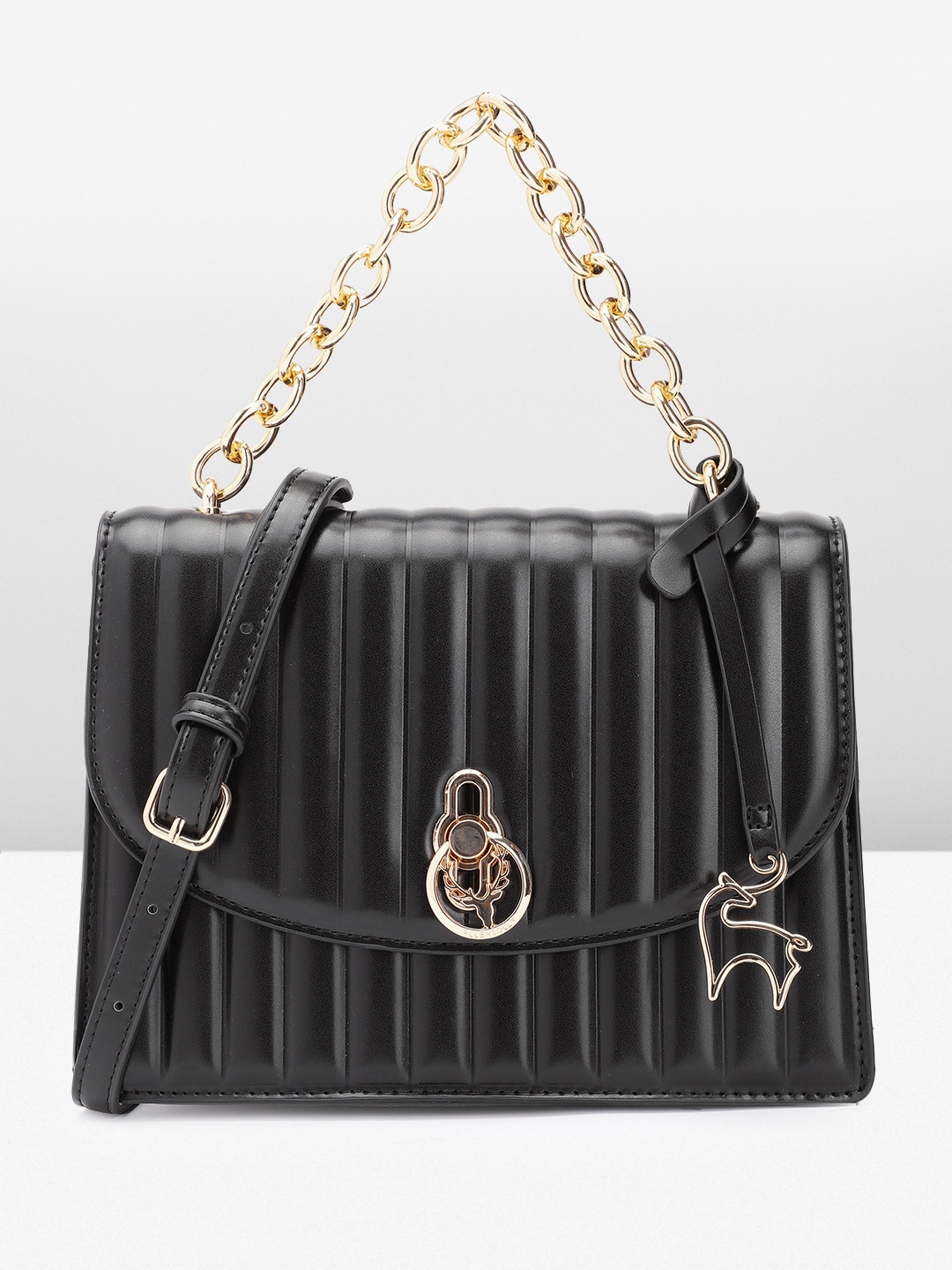 

Allen Solly Textured Satchel, Black