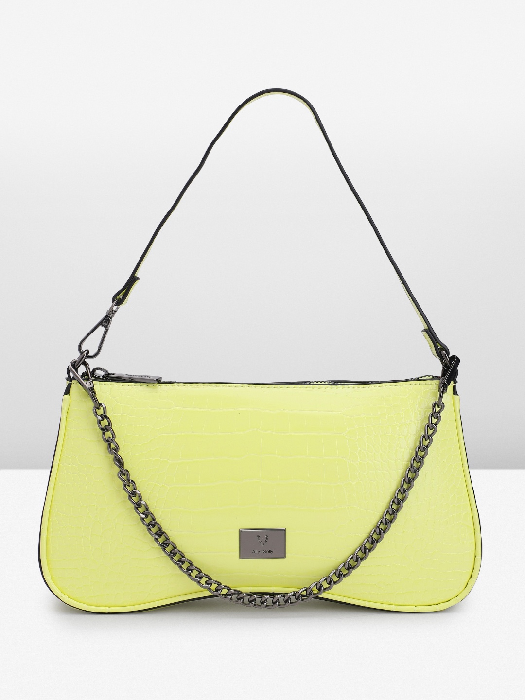 

Allen Solly Animal Textured Structured Shoulder Bag, Lime green