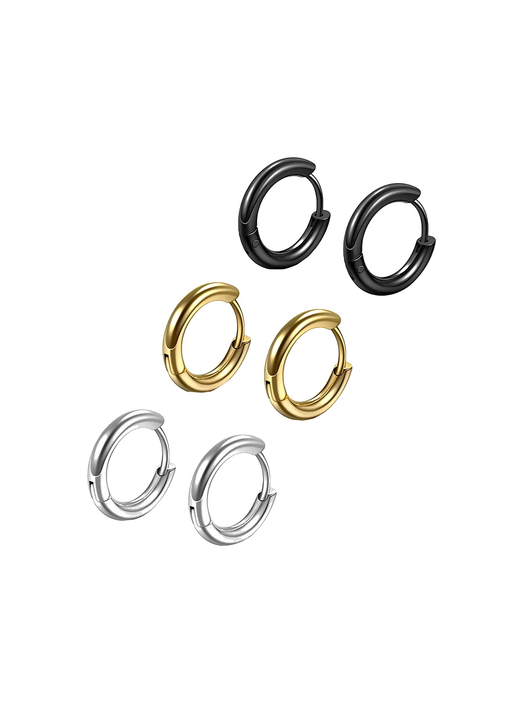 

KARISHMA KREATIONS Set Of 3 Contemporary Hoop Earrings, Gold