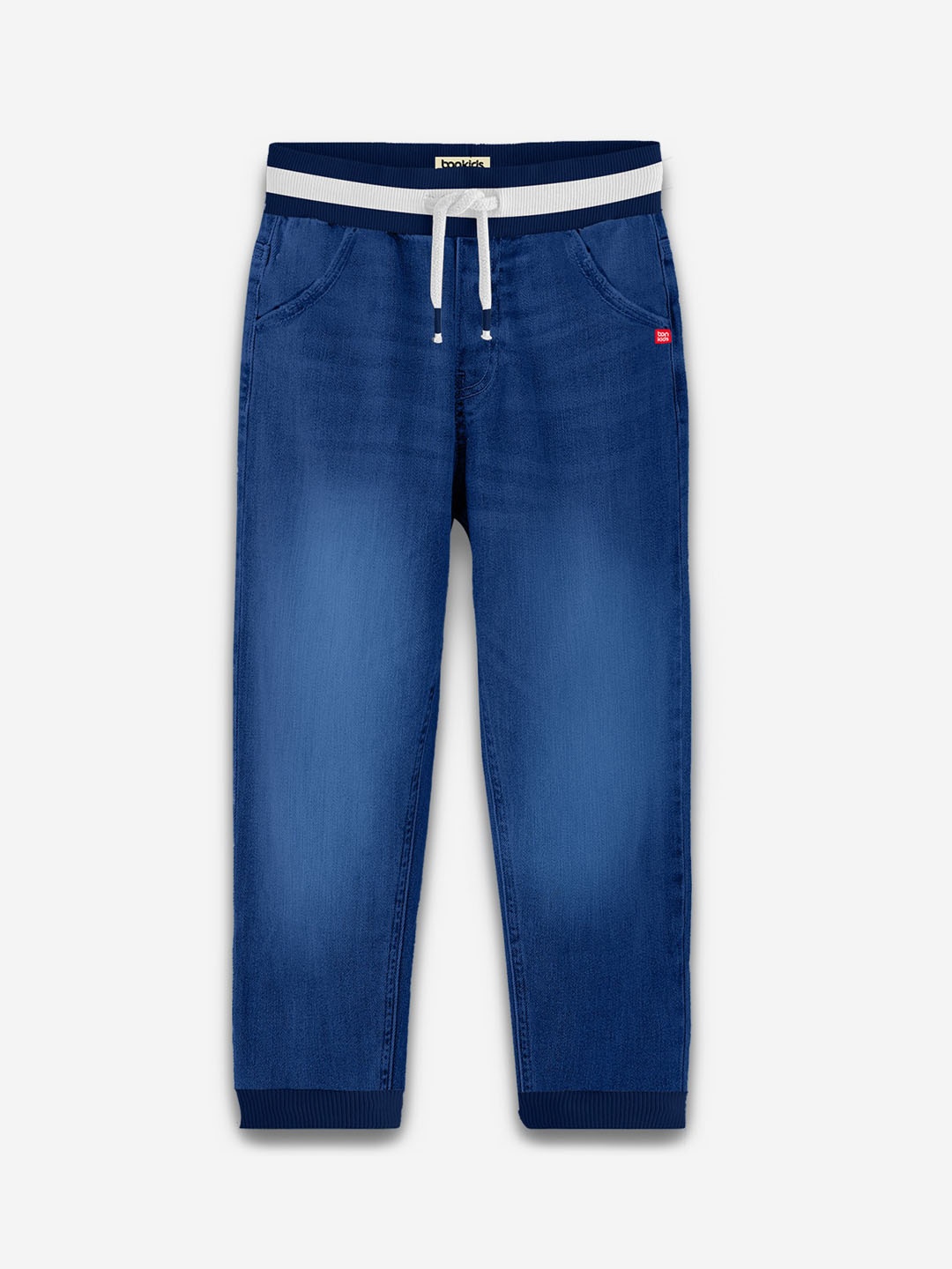 

BONKIDS Boys Cotton Heavy Fade Clean Look Jogger Jeans, Blue