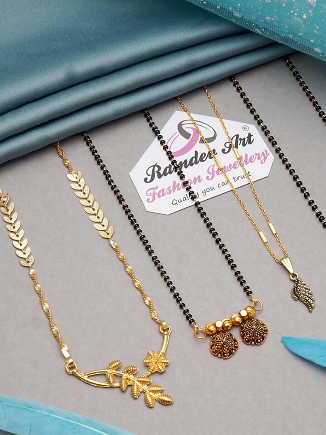 Ramdev Art Fashion Jwellery Set Of 4 Gold-Plated Mangalsutras