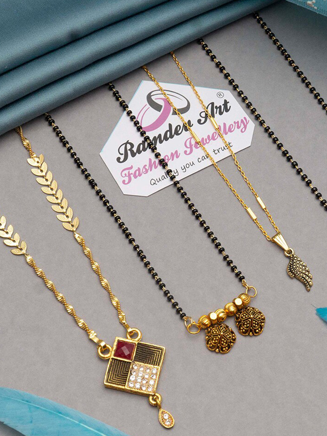 

Ramdev Art Fashion Jwellery Set Of 4 Gold Plated Beads Beaded Mangalsutras