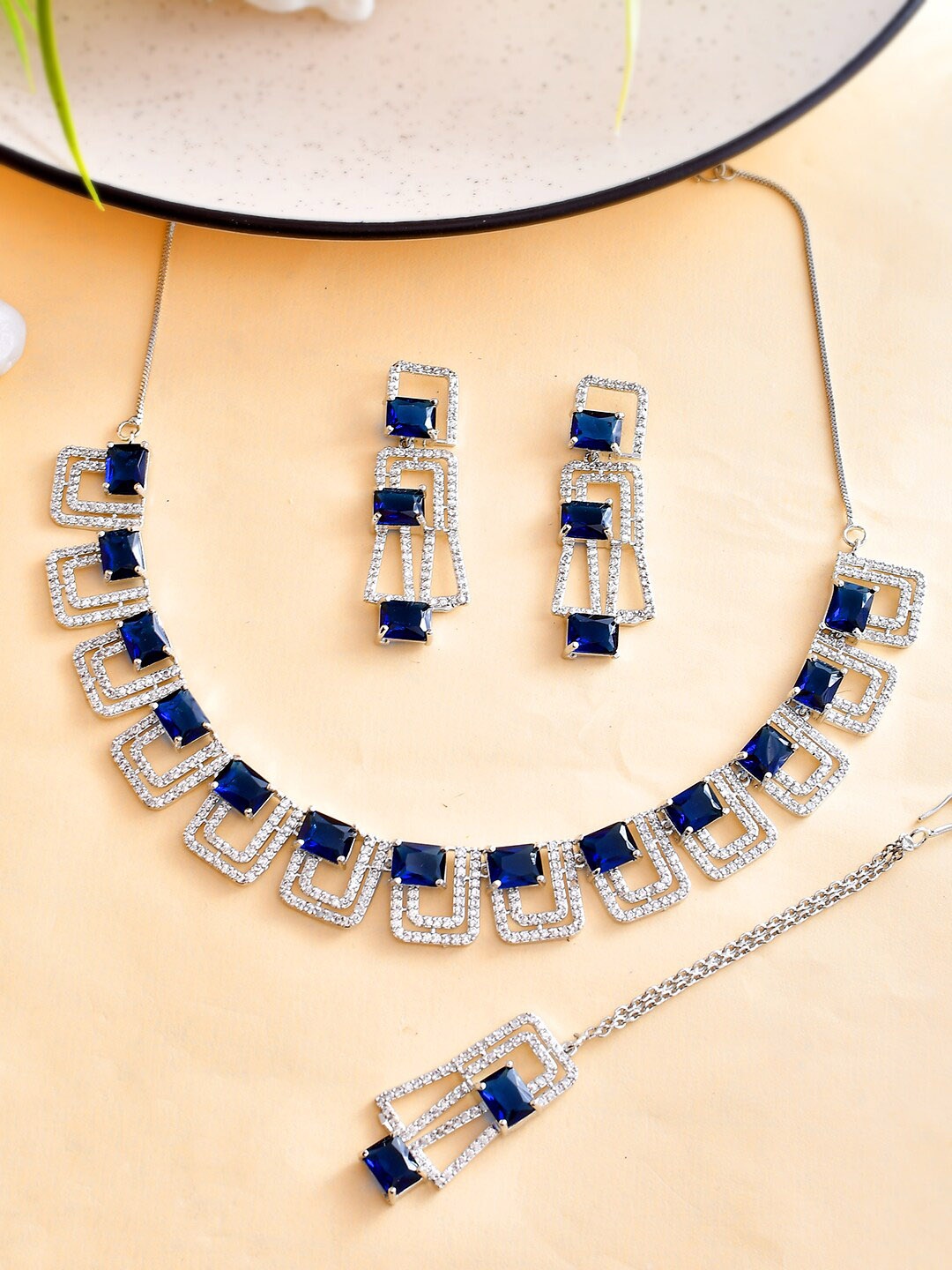 

Shoshaa Silver Plated Cubic Zirconia Studded Jewellery Set