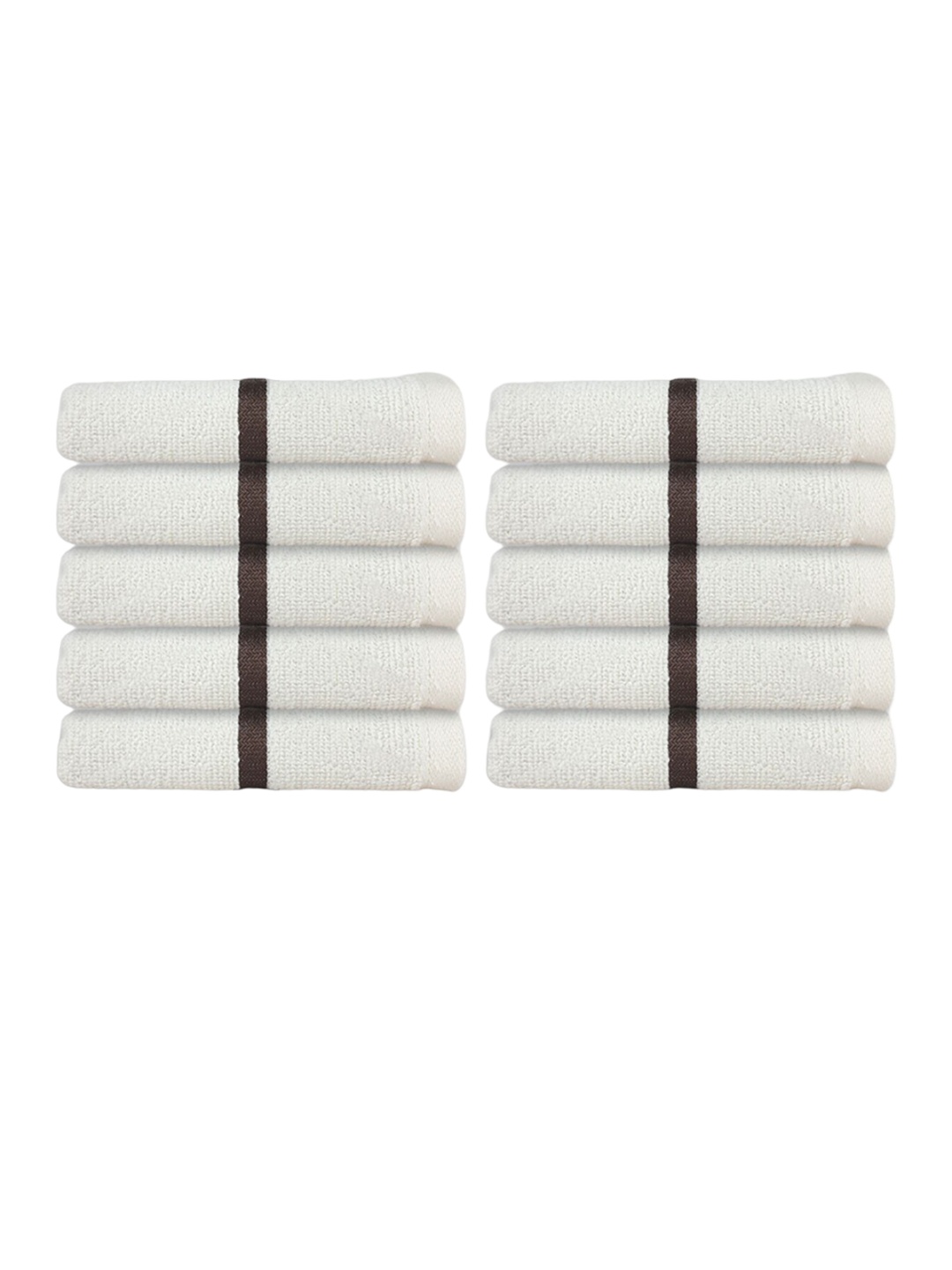 

NICKSUN Cream & Black 10 Pieces Striped 400 GSM Pure Cotton Face Towels