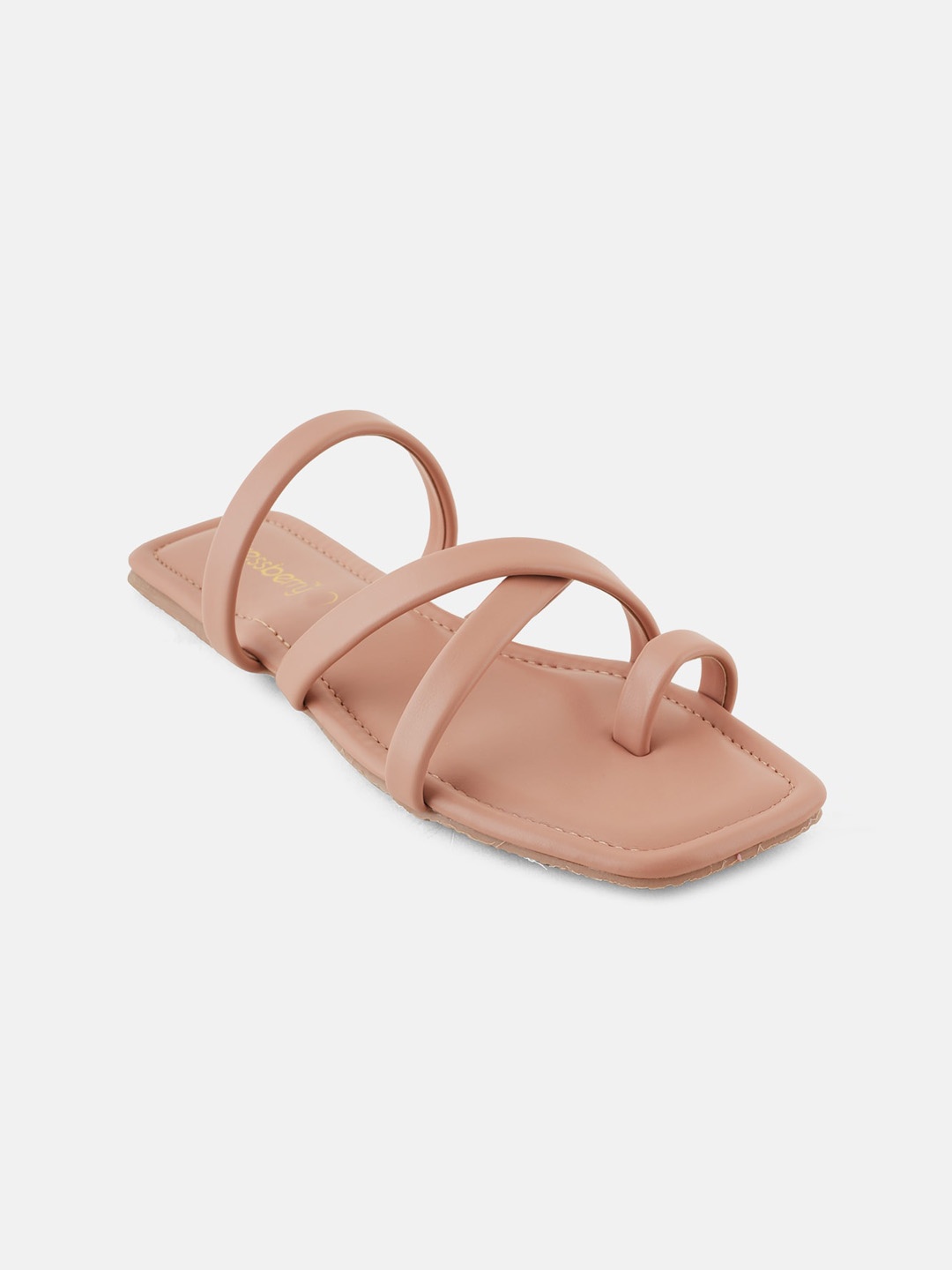 

DressBerry Peach-Coloured Strappy One Toe Flats