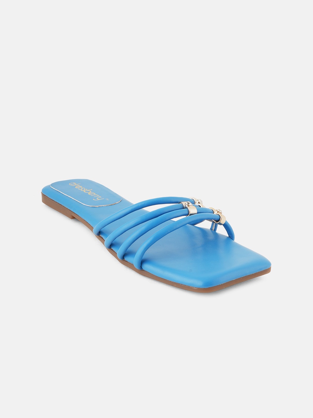 

DressBerry Blue Embellished Strappy Open Toe Flats