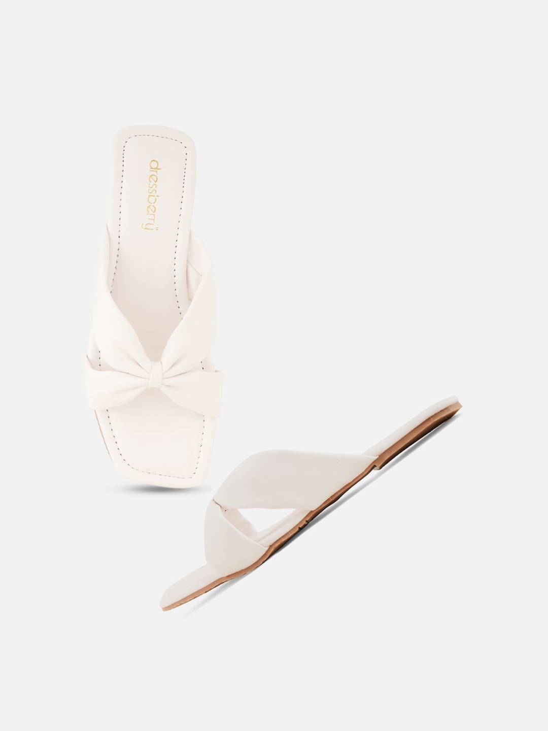 

DressBerry White Knotted Open Toe Flats