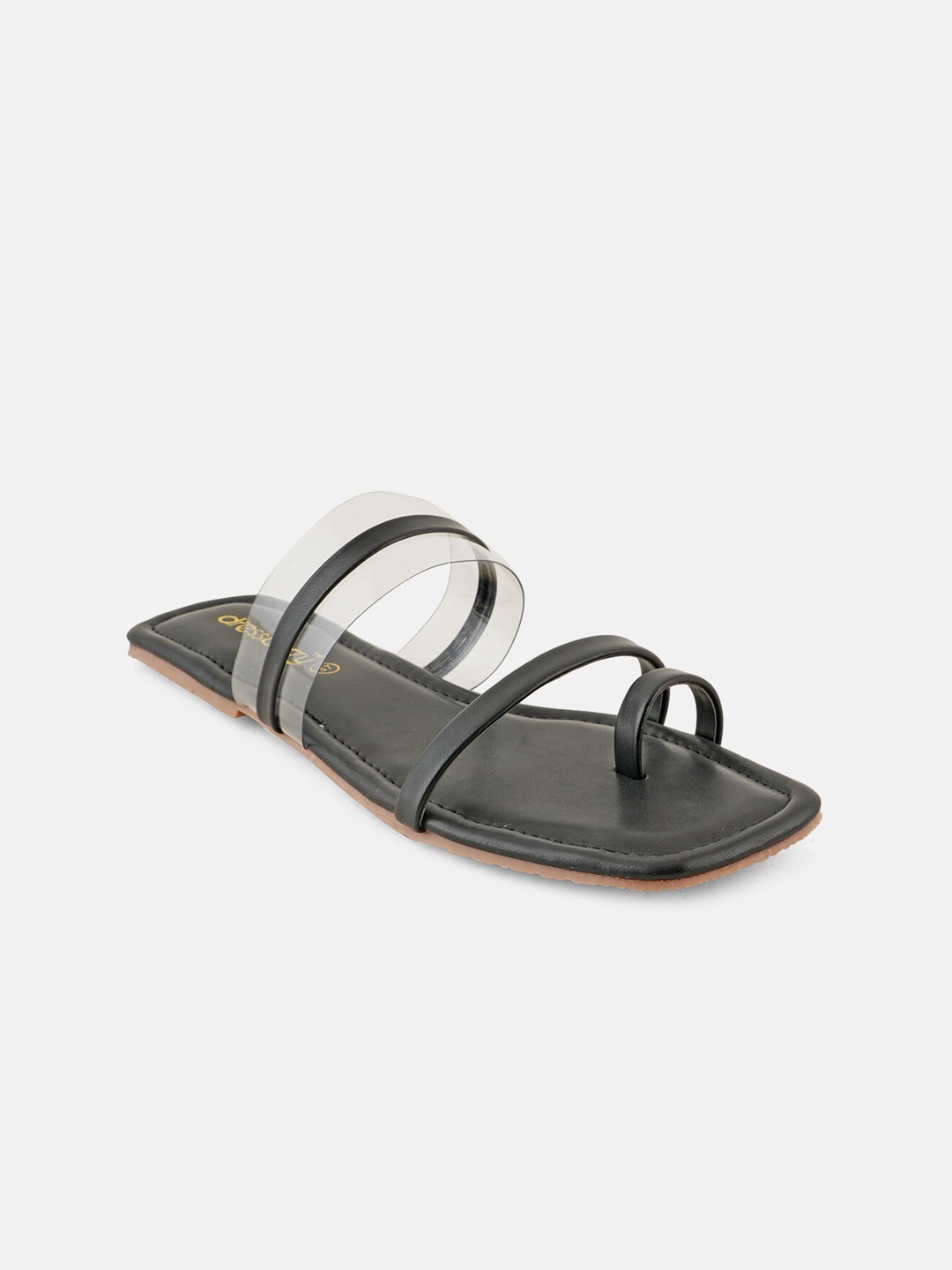 

DressBerry Black Two Strap One Toe Flats