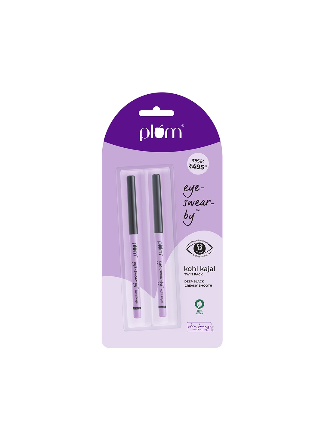 

Plum Eye-Swear-By 2Pcs Smudge Proof Kohl Kajal - Deep Black, Na