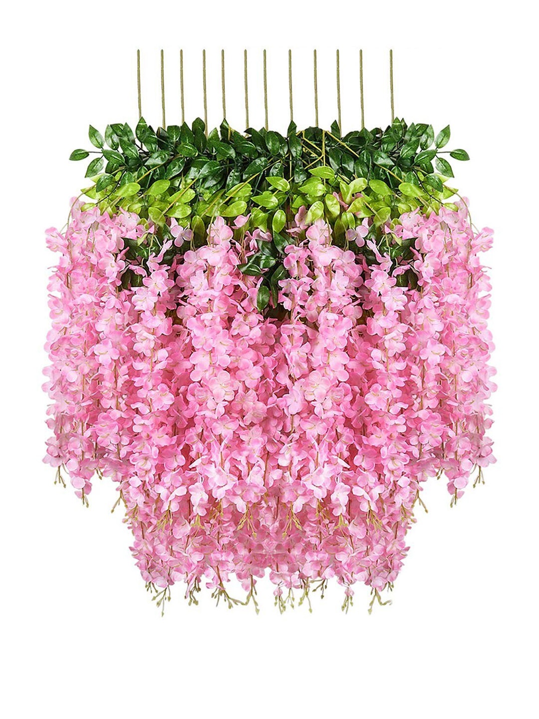 

Fourwalls 6 Pcs Pink & Green Hanging Orchid Flowers