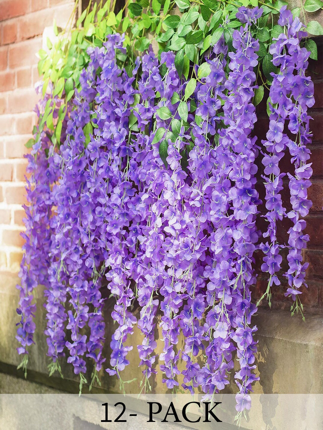 

Fourwalls Purple & Green 12 Pieces Orchid Artificial Flowers and Plants