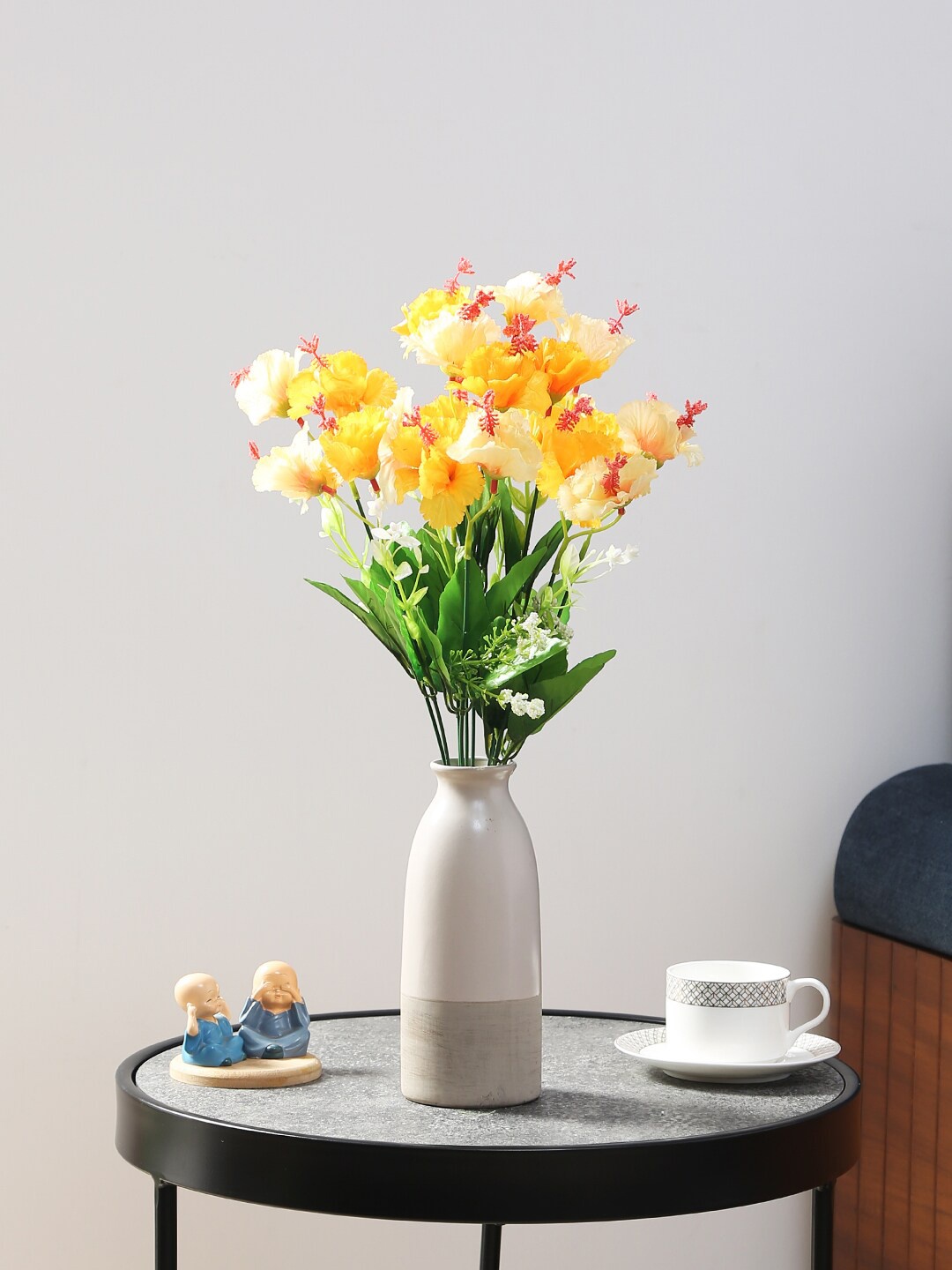 

Fourwalls Yellow & Green Artificial Hibiscus With Pot