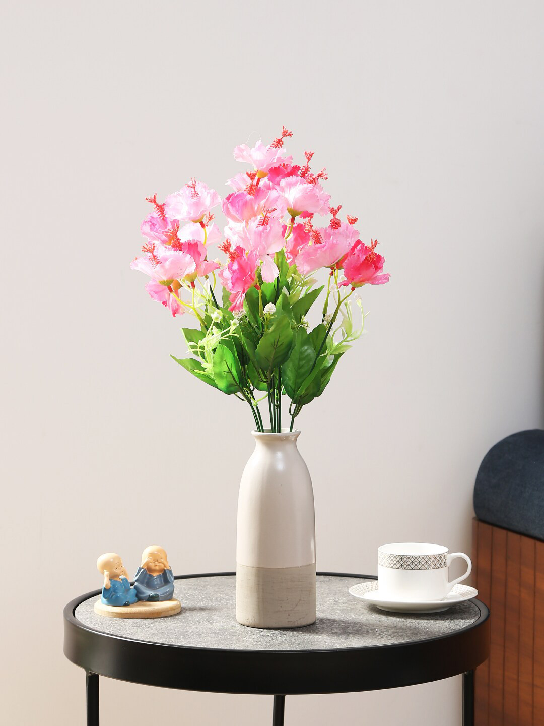 

Fourwalls Pink & Green Artificial Hibiscus Flowers