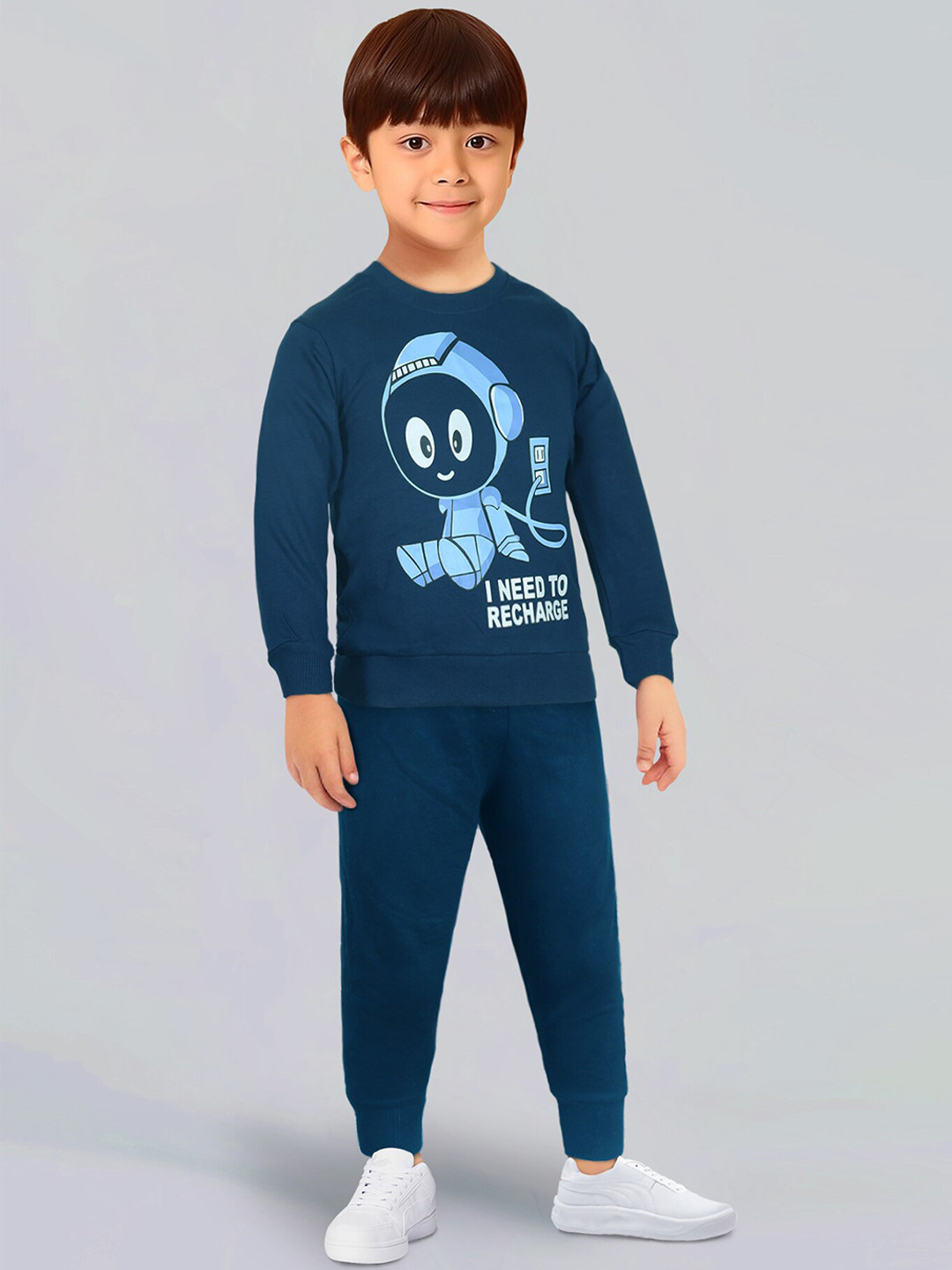 

Toonyport Boys Graphic Printed Pure Cotton Tracksuit, Navy blue