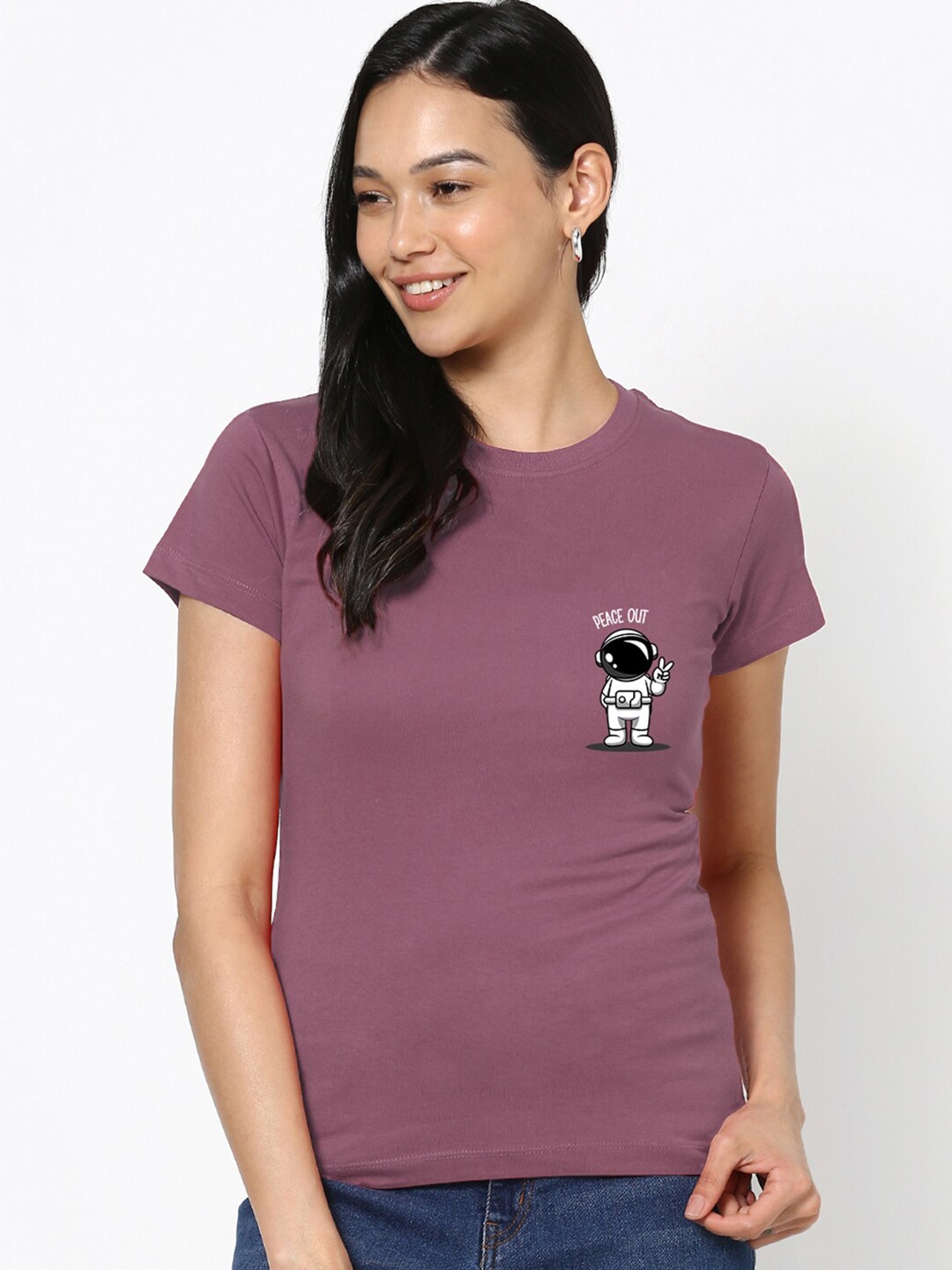 

Bewakoof Graphic Printed Cotton T-shirt, Purple