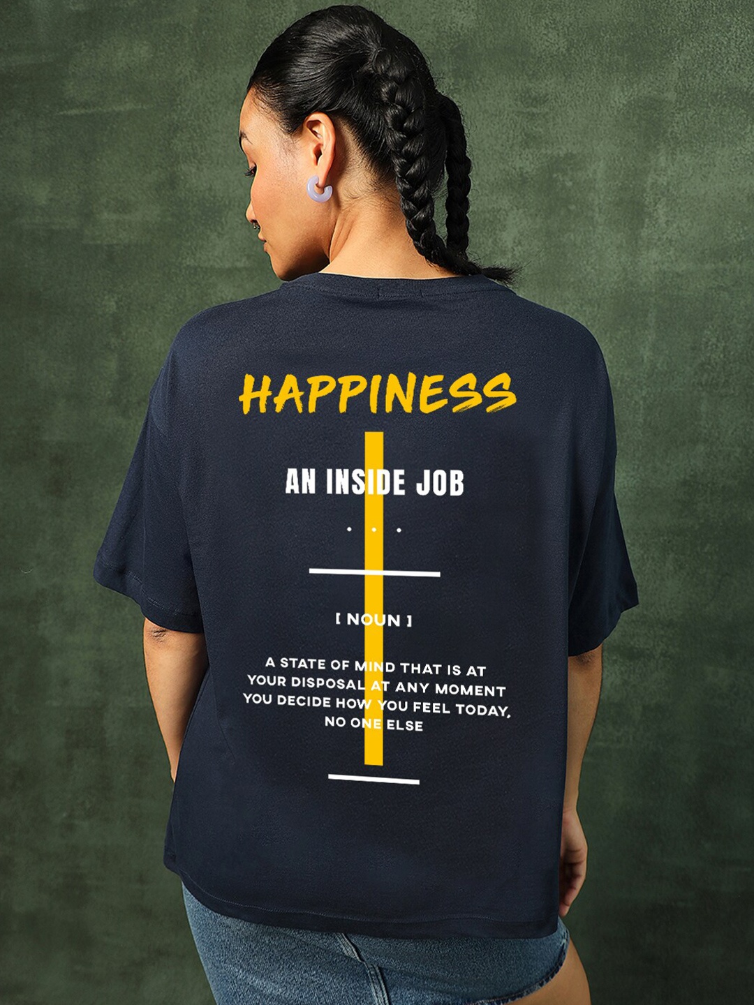 

Bewakoof Typography Printed Drop-Shouder Cotton T-shirt, Blue