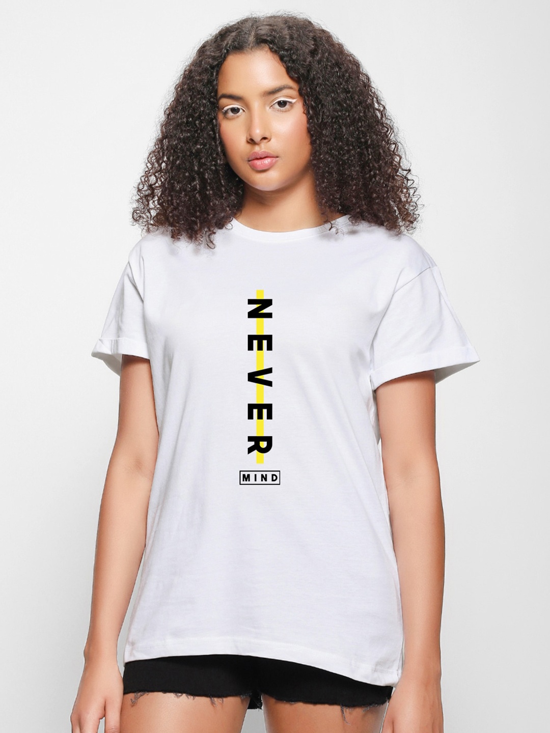 

Bewakoof Typography Printed Drop-Shoulder Sleeves Cotton Longline Relaxed Fit T-Shirt, White