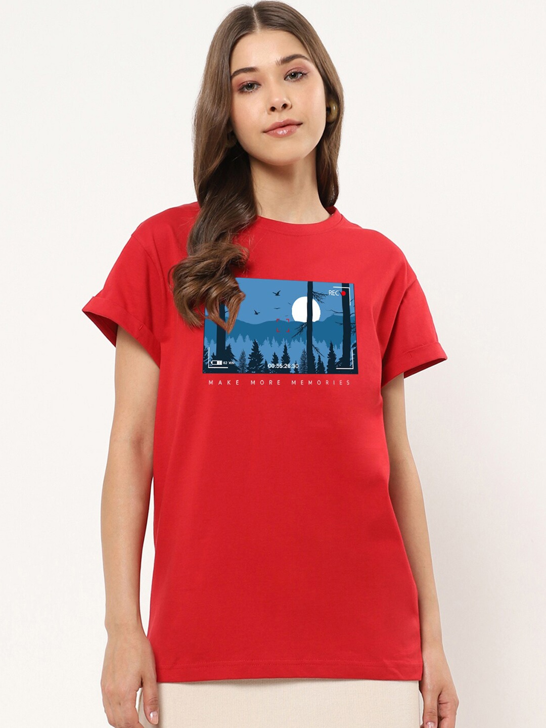 

Bewakoof Graphic Printed Relaxed Fit T-shirt, Red