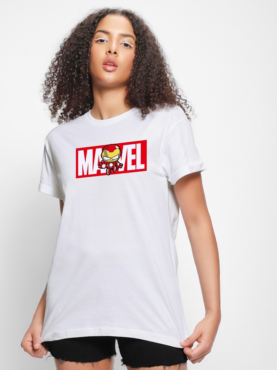 Bewakoof Marvelous Iron Man Printed Relaxed Fit T-shirt, White