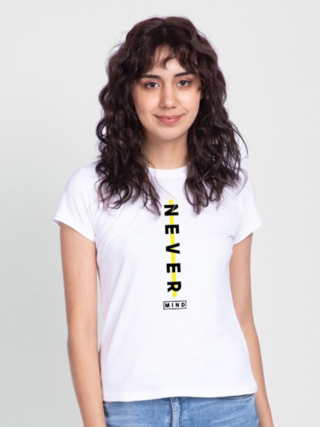 

Bewakoof Typography Printed Round Neck Cotton T-shirt, White