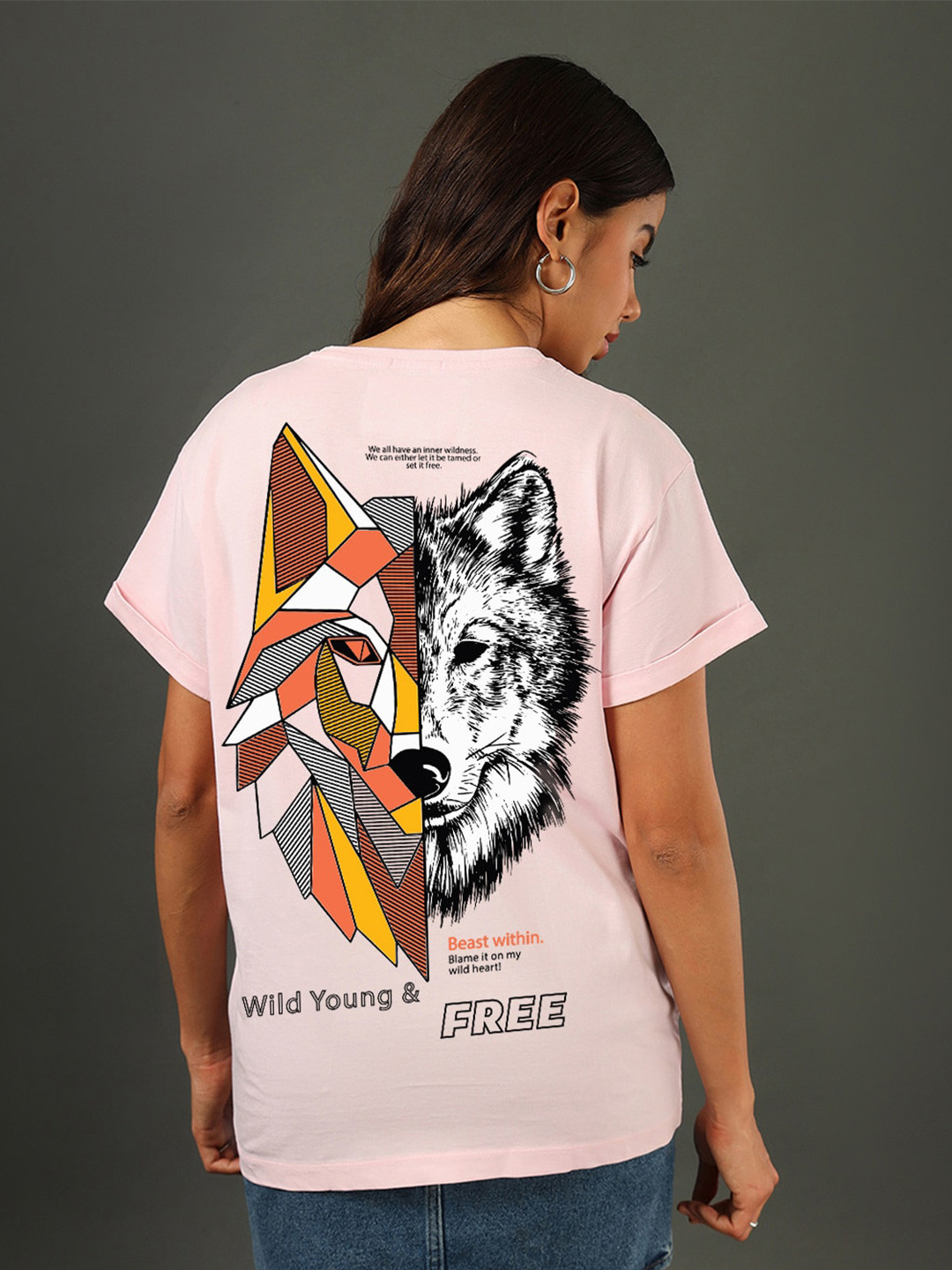 

Bewakoof Graphic Printed Relaxed Fit Cotton T-shirt, Pink