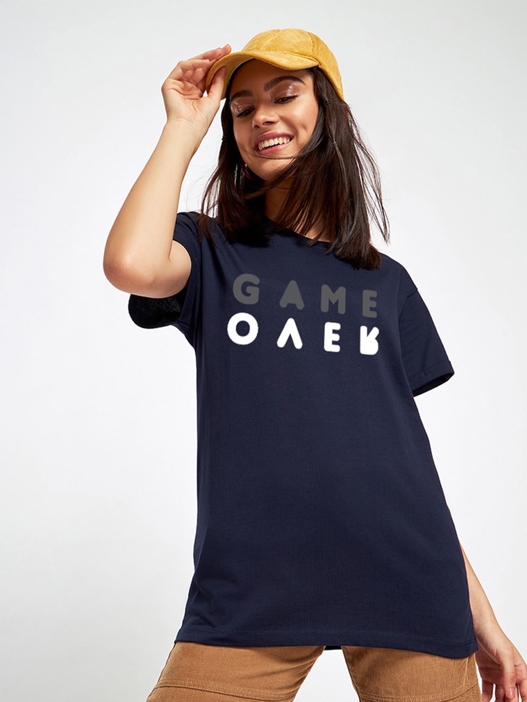 

Bewakoof Typography Printed Cotton T-shirt, Blue
