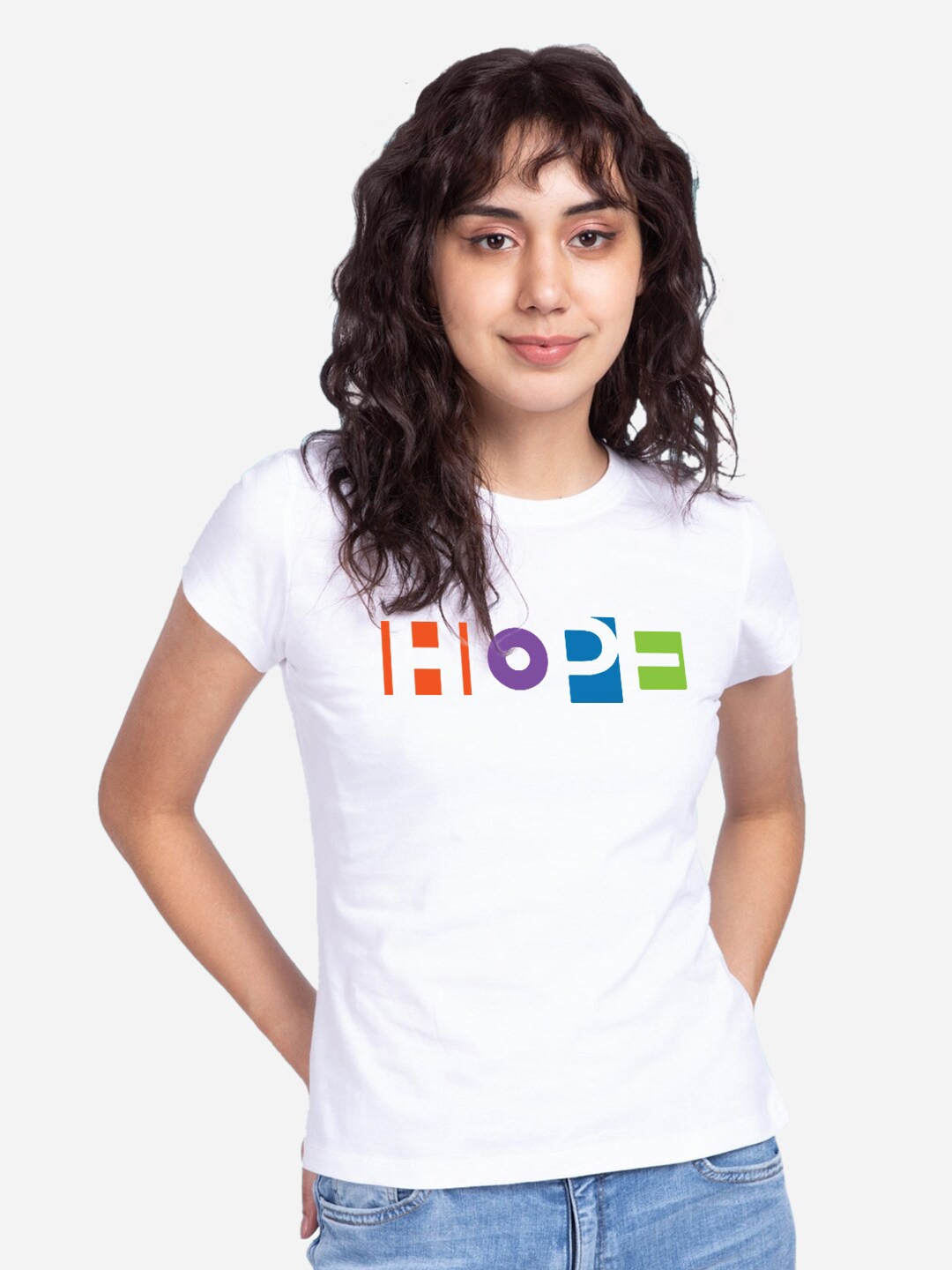 

Bewakoof Pop Hope Typography Printed Short Sleeves Cotton T-shirt, White