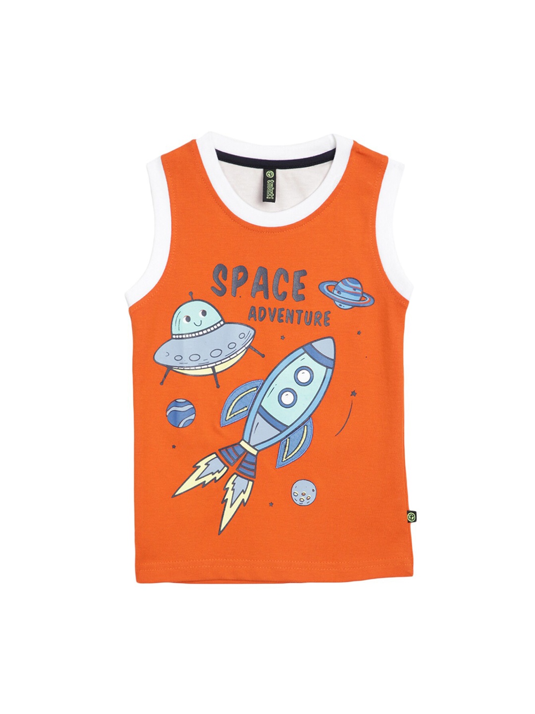 

V-Mart Boys Printed Cotton Sleeveless T-Shirt, Orange