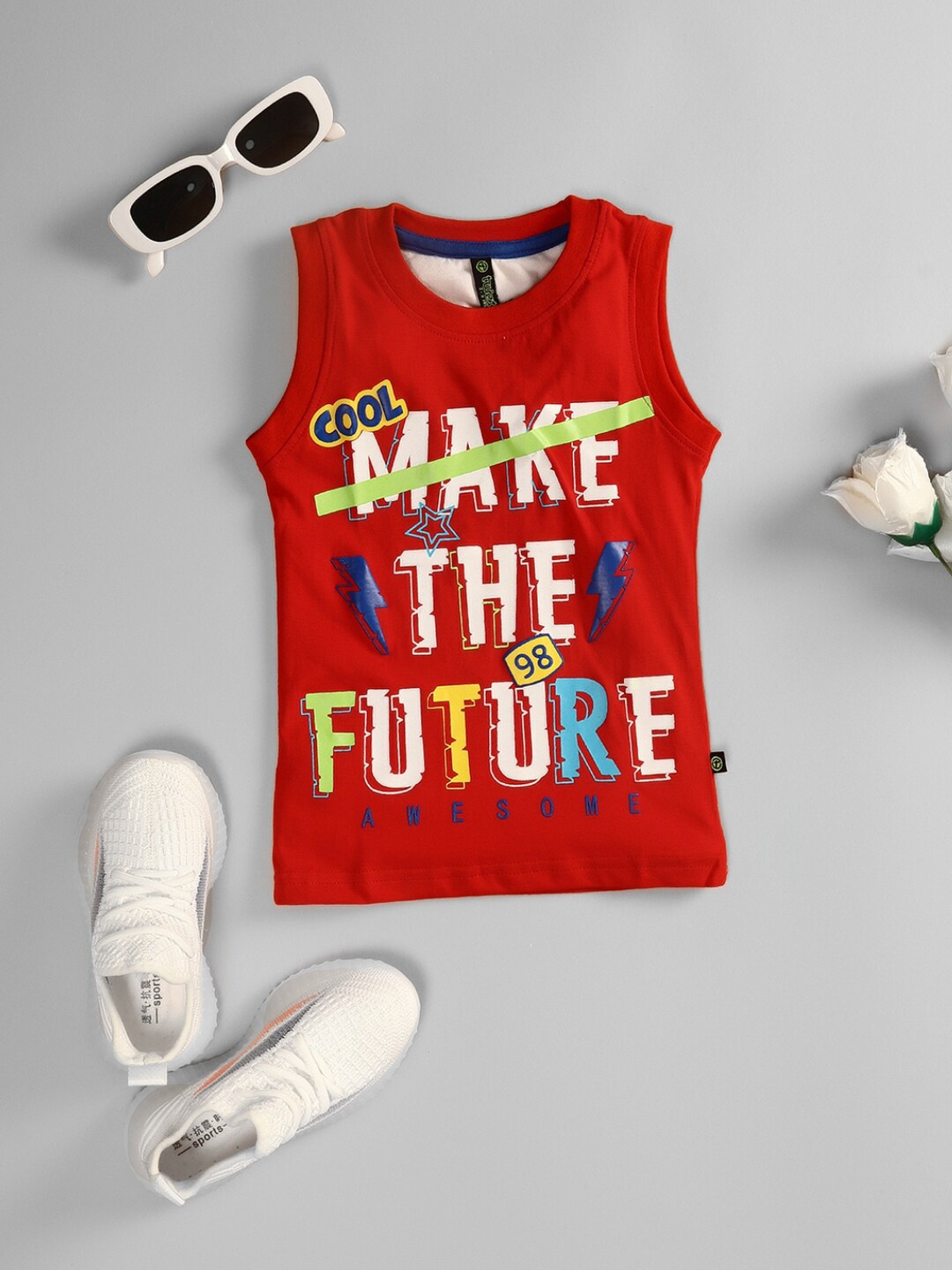 

V-Mart Boys Printed Cotton Undershirt Innerwear Vests 593524-675, Red