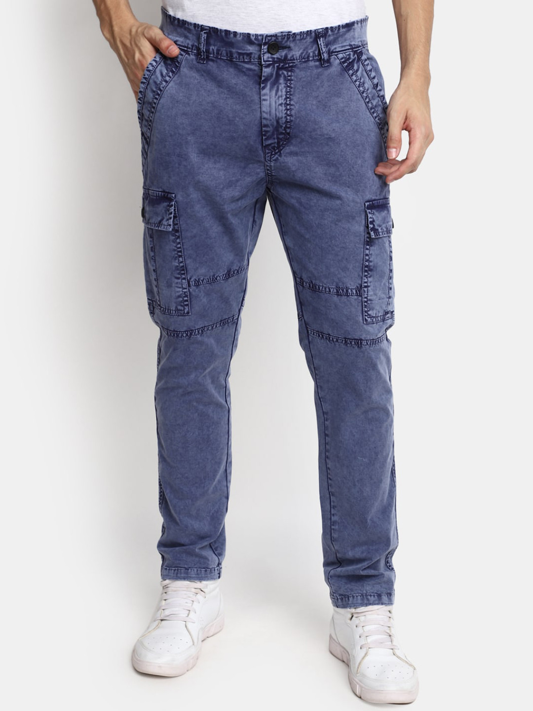 

V-Mart Men Clean Look Heavy Fade Mid-Rise Cotton Jeans, Blue
