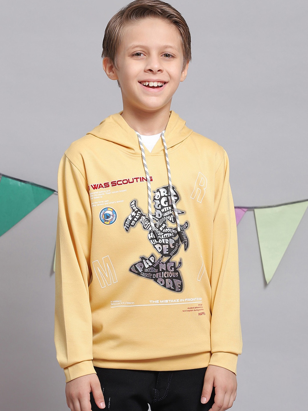

Monte Carlo Boys Graphic Printed Hooded Pullover Sweatshirt, Yellow