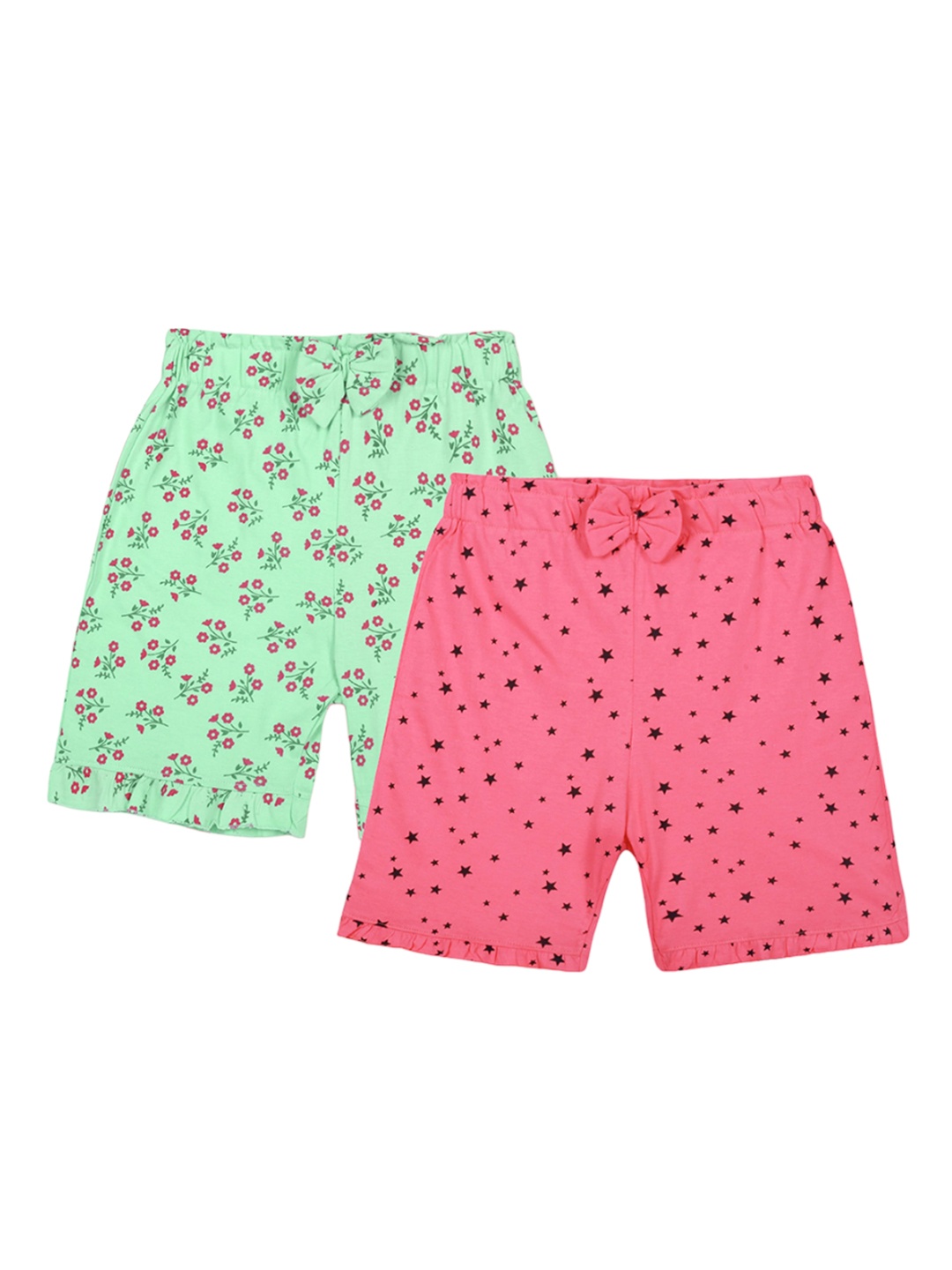 

BAESD Girls Pack Of 2 Printed Regular Fit Pure Cotton Shorts, Pink