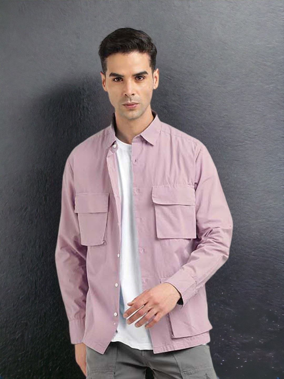 

Bene Kleed Relaxed Spread Collar Pure Cotton Casual Shirt, Purple