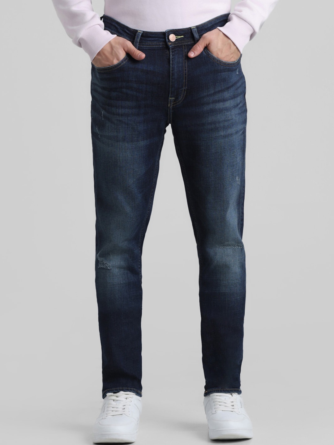

Jack & Jones Men Skinny Fit Low-Rise Heavy Fade Clean Look Stretchable Jeans, Blue