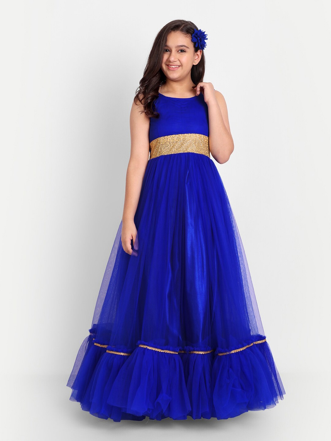 

TILISM Sleeveless Net Maxi Dress, Blue