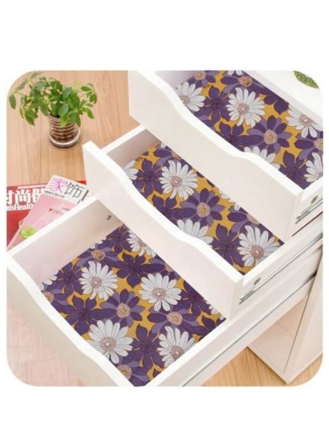 

Dakshya Industries Purple Flower Printed Anti Slip Self Cover Roll