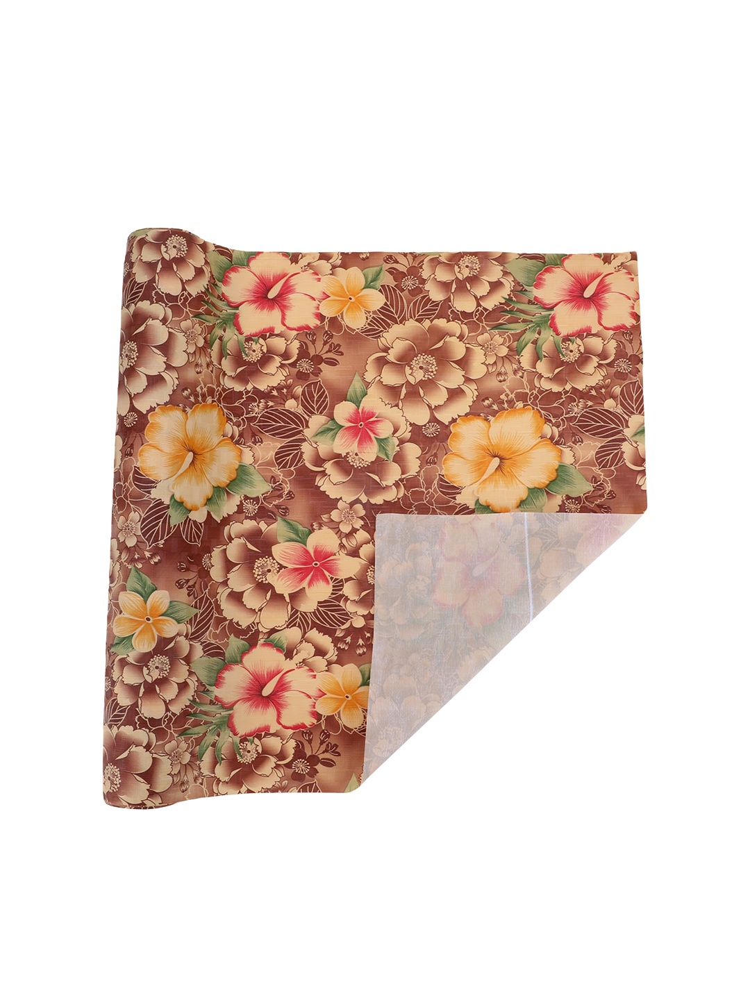 

Dakshya Industries Beige & Brown Hibiscus Printed Anti Slip Self Cover Roll -10 m