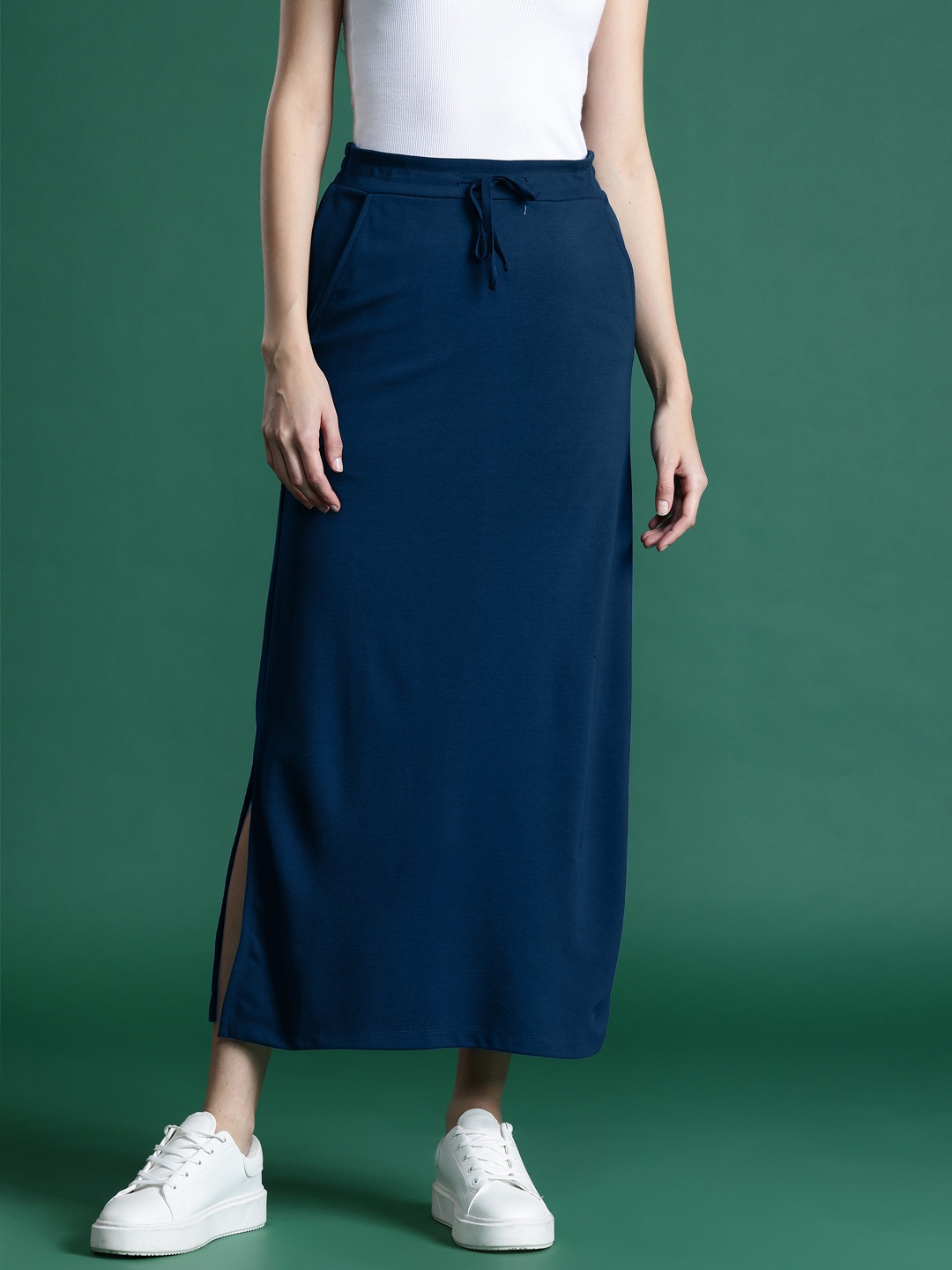 

DressBerry Women Solid A-line Maxi Skirt, Navy blue