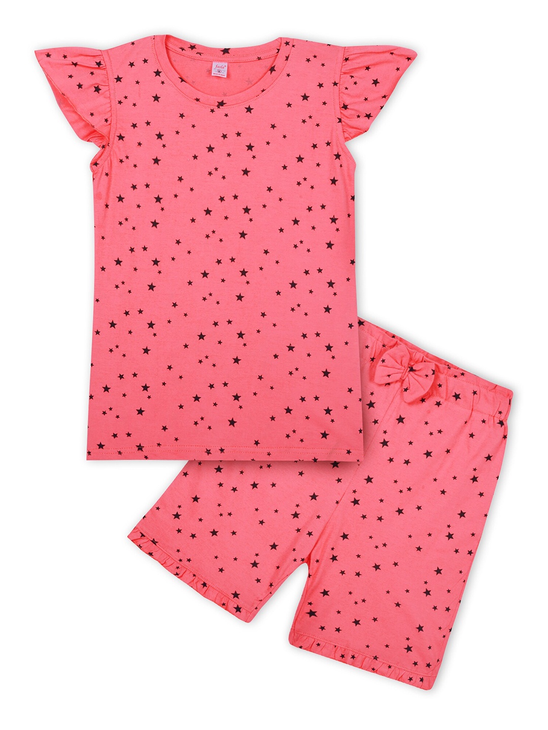 

BAESD Girls Printed Pure Cotton T-shirt with Shorts, Peach
