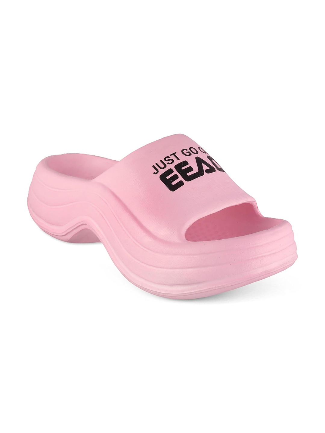 

BEONZA Women Printed Sliders, Pink