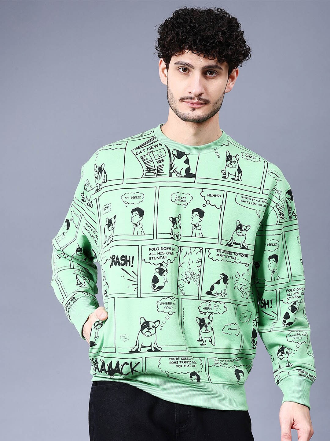 

The Indian Garage Co Conversational Printed Pullover Sweatshirt, Sea green