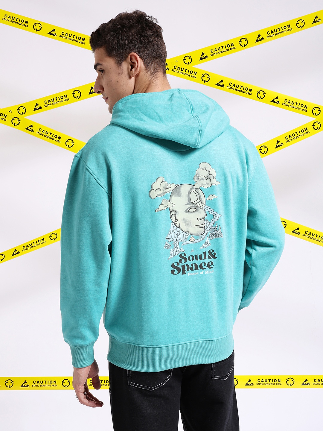 

The Indian Garage Co Printed Hooded Pullover Sweatshirt, Turquoise blue