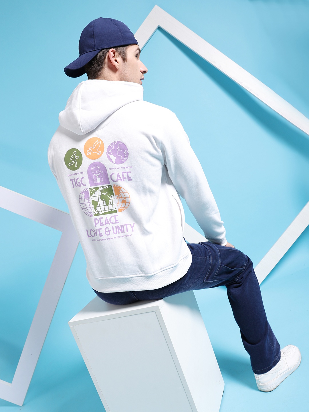 

The Indian Garage Co Graphic Printed Hooded Pullover, White