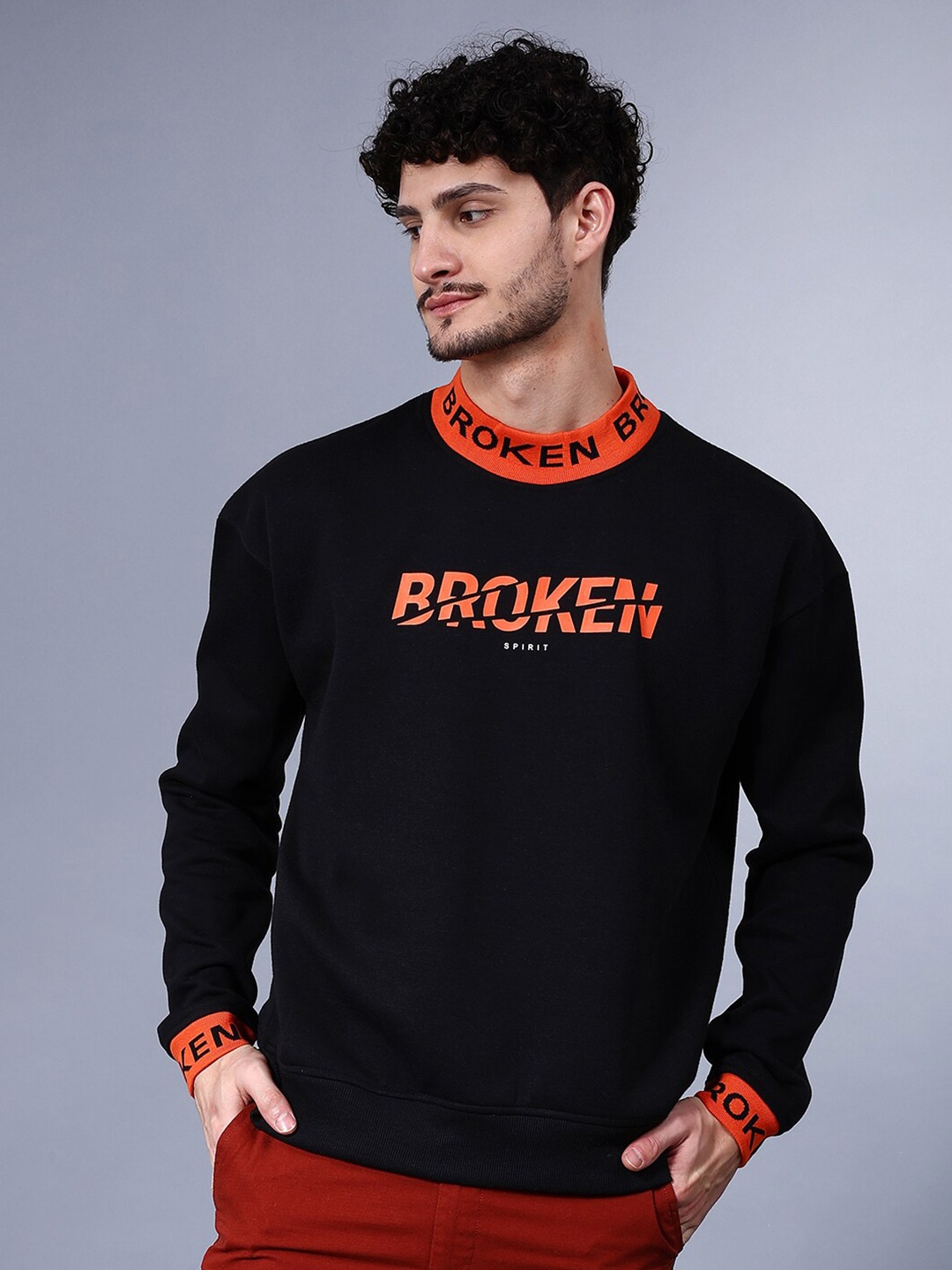 The Indian Garage Co Typography Printed Pullover Sweatshirt, Black